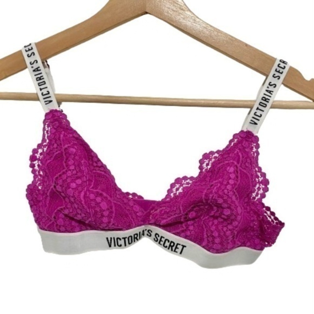 Victorias Secret magenta fuschia lace knit bralette bra small
